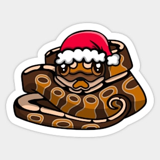 Cute Cinnamon Ball Python in Santa Hat Sticker